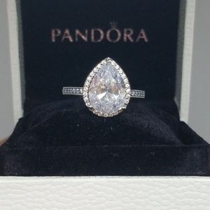 New Pandora Radiant Teardrop Clear CZ Ring #196251